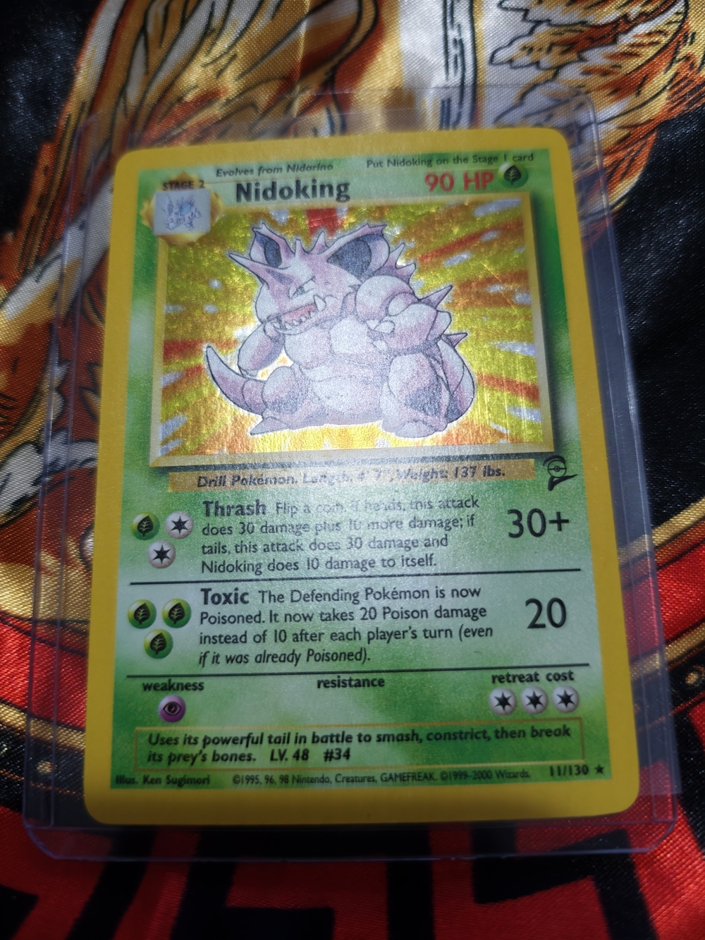 Pokemon Nidoking Holographic Card - Green and Yellow